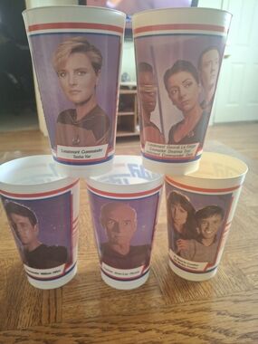 Star Trek The Next Generation Character Collectible Plastic Rare Cups - Set of 5